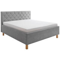 POLSTERBETT gepolstertes Kopfteil, Lattenrost, Bettkasten Hellgrau 160/200 cm  - Hellgrau, MODERN, Holz/Holzwerkstoff (160/200cm) - Xora