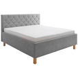 POLSTERBETT Matratze, gepolstertes Kopfteil, Lattenrost, Bettkasten Hellgrau 180/200 cm  - Hellgrau, MODERN, Holz/Holzwerkstoff (180/200cm) - Xora
