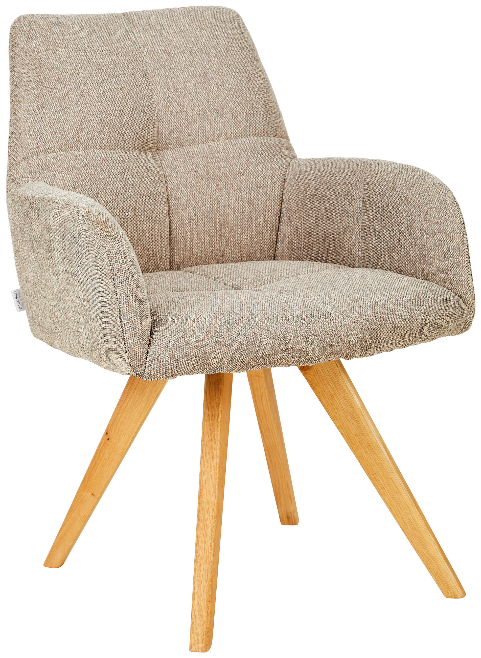ARMLEHNSTUHL in Webstoff - Taupe/Eichefarben, KONVENTIONELL, Holz/Textil (62/87,5/68,5cm) - Linea Natura
