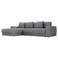 ECKSOFA in Cord Dunkelgrau  182/302 cm  - Dunkelgrau/Schwarz, MODERN, Kunststoff/Textil (182/302cm) - Carryhome