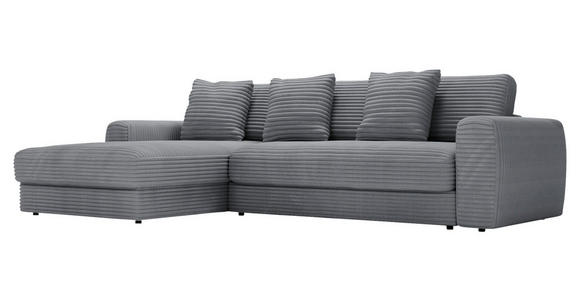 ECKSOFA in Cord Dunkelgrau  182/302 cm  - Dunkelgrau/Schwarz, MODERN, Kunststoff/Textil (182/302cm) - Carryhome