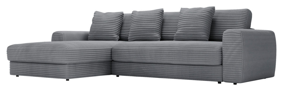 ECKSOFA Dunkelgrau Cord  - Dunkelgrau/Schwarz, MODERN, Kunststoff/Textil (182/302cm) - Carryhome