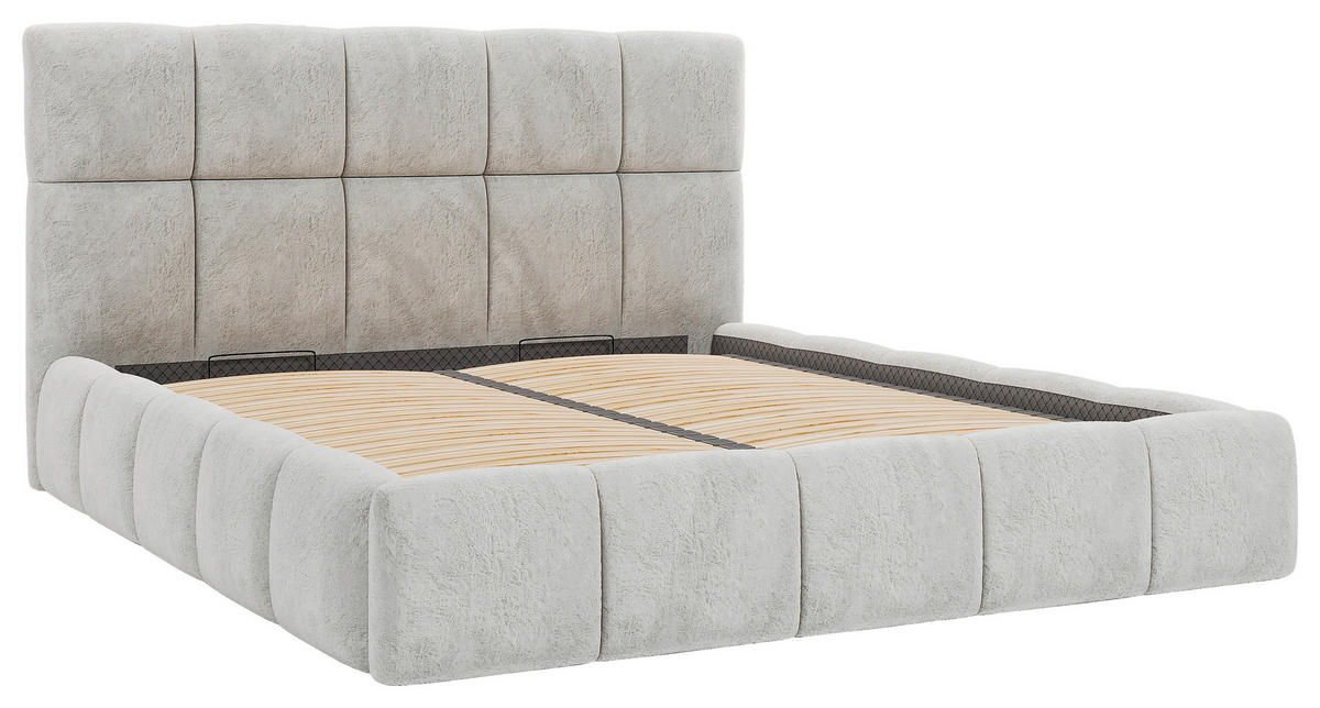 Stoppad säng Cherry 140/200 cm  i ljusgrå  - ljusgrå/svart, Modern, metall/trämaterial (140/200cm) - MID.YOU