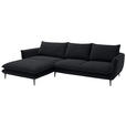ECKSOFA  in Webstoff Schwarz  196/304 cm  - Schwarz, KONVENTIONELL, Textil/Metall (196/304cm) - Hom`in