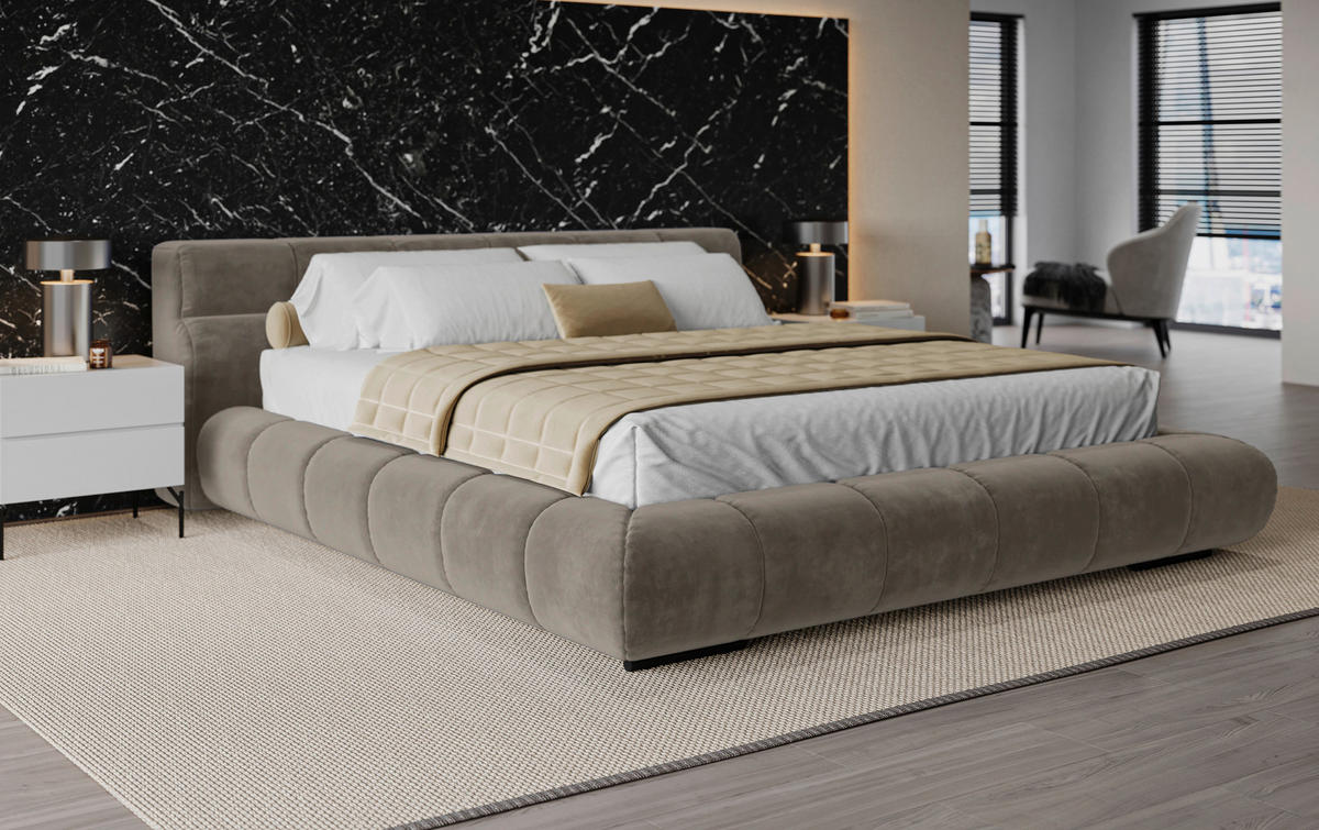 POLSTERBETT 160/200 cm,  in Grau,  - Schwarz/Grau, Design, Textil/Metall (160/200cm) - Belluti