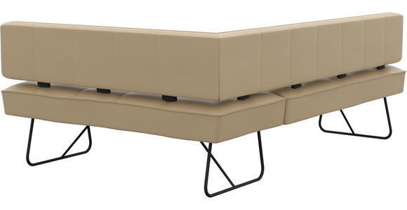 ECKBANK 165/207 cm  in Beige  - Beige/Schwarz, Design, Leder/Metall (165/207cm) - Moderano