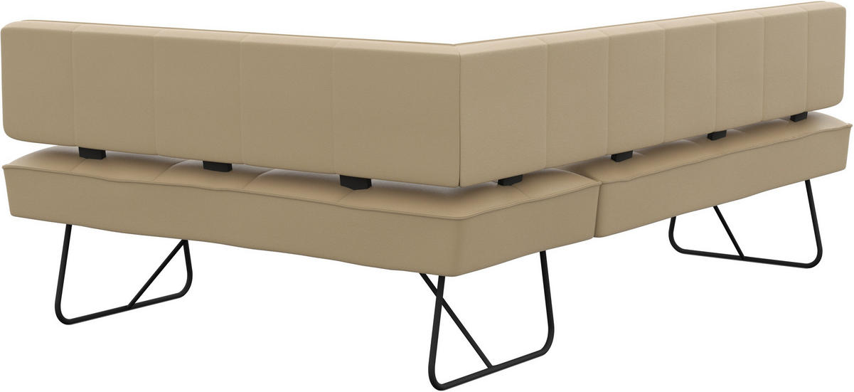 ECKBANK 207/165 cm Echtleder Beige   - Beige/Schwarz, Design, Leder/Metall (207/165cm) - Moderano