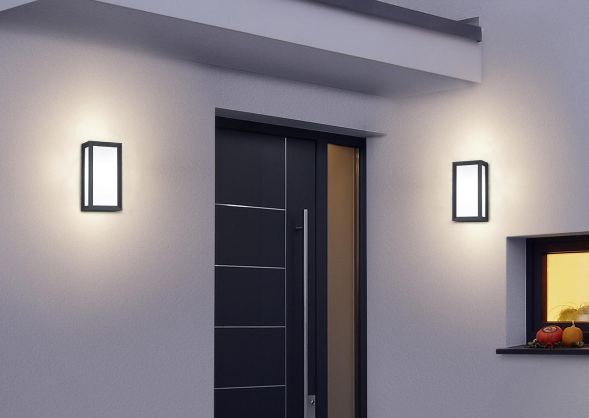 AUßENWANDLEUCHTE Timok 15,5/10,5/29,8 cm   - Anthrazit, Design, Naturmaterialien/Kunststoff (15,5/10,5/29,8cm) - Trio Leuchten