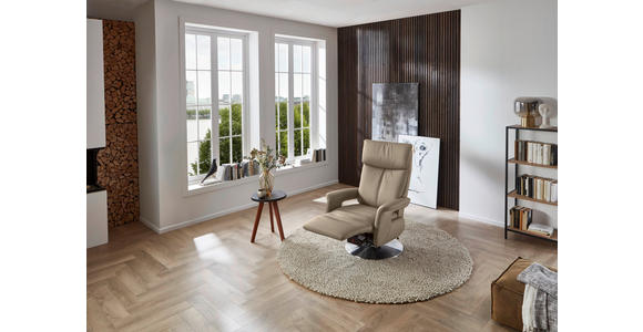 RELAXSESSEL in Leder Greige - Edelstahlfarben/Greige, Design, Leder/Metall (78/112/85cm) - Cantus