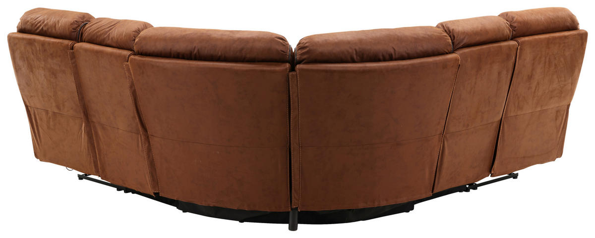 ECKSOFA Braun, Schwarz Lederlook (vegan)  - Schwarz/Braun, Design, Textil (169/169cm) - Livetastic