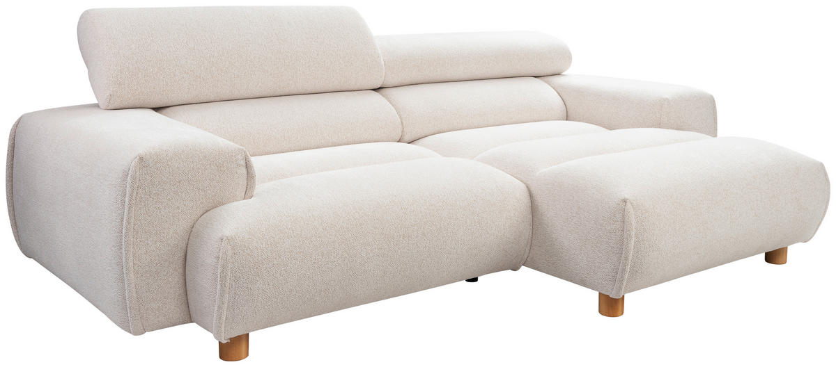 ECKSOFA Weiß Flachgewebe  - Naturfarben/Weiß, MODERN, Holz/Textil (230/150cm) - Lomoco