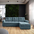 ECKSOFA  in Samt Blau  - Chromfarben/Blau, KONVENTIONELL, Kunststoff/Textil (233/140cm) - Carryhome