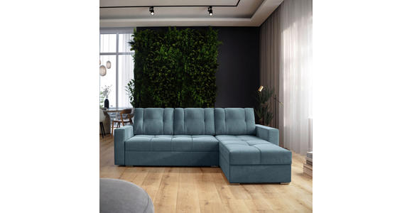 ECKSOFA  in Samt Blau  - Chromfarben/Blau, KONVENTIONELL, Kunststoff/Textil (233/140cm) - Carryhome