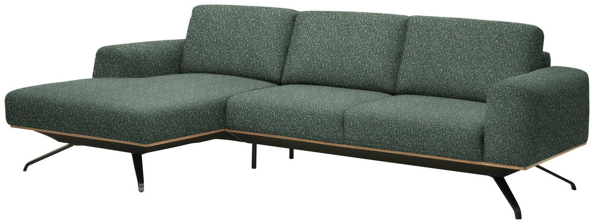 ECKSOFA in Struktur Grün  - Schwarz/Grün, Design, Textil/Metall (157/262cm) - Novel