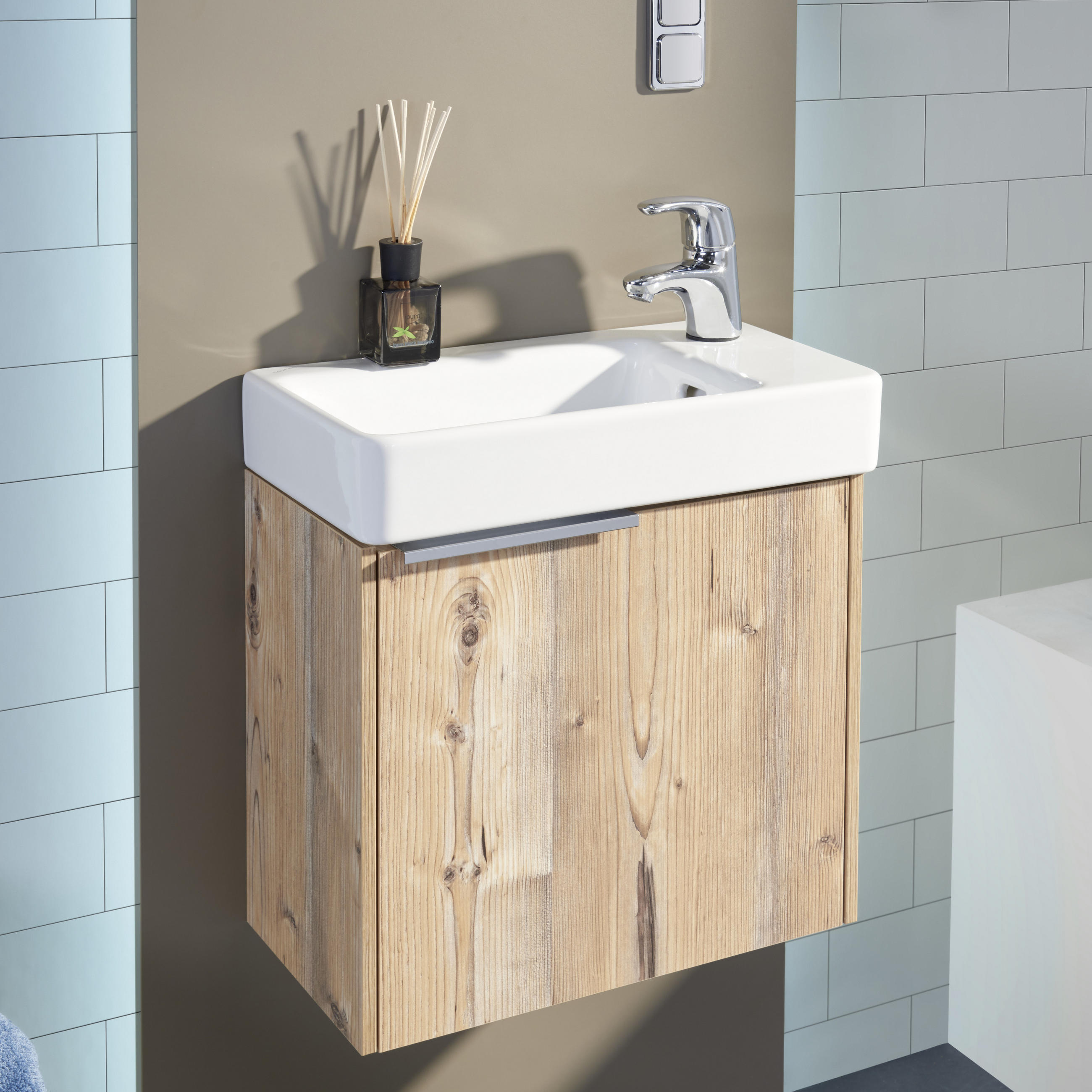 BADEZIMMER  in 64 cm  - Fichtefarben/Braun, KONVENTIONELL, Glas/Keramik (64cm) - Moderano