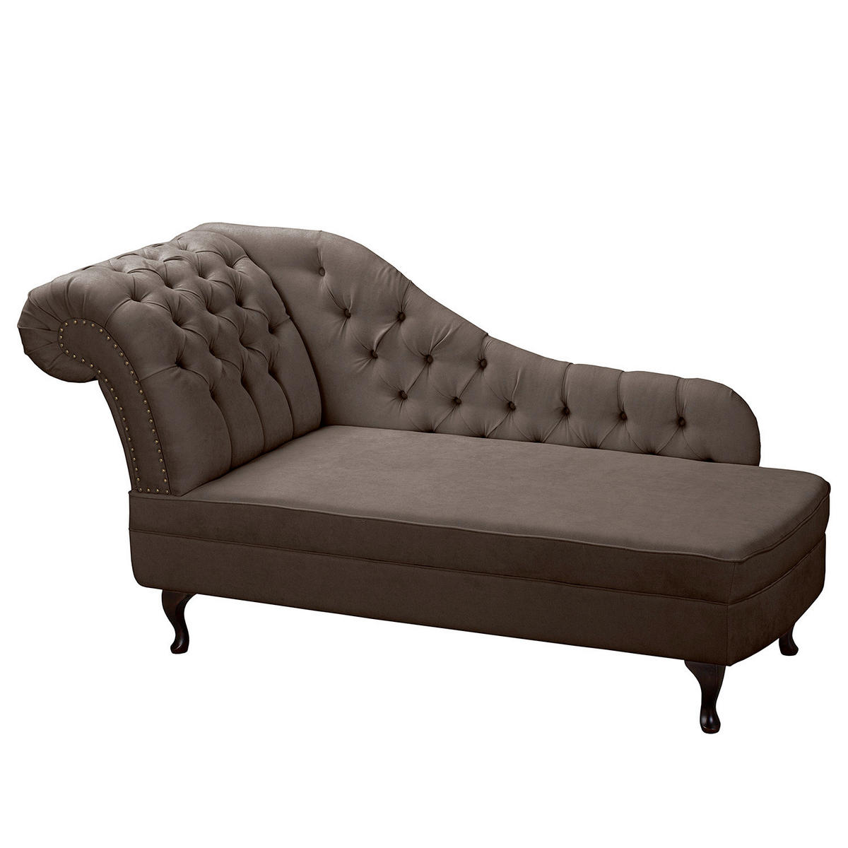 RÉCAMIERE Mikrofaser Graubraun  - Graubraun/Braun, Design, Holz/Textil (185/93/75cm) - Livetastic