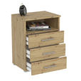 NACHTSCHRANK 45/62/35 cm  - Eichefarben/Alufarben, KONVENTIONELL, Holzwerkstoff/Kunststoff (45/62/35cm) - Carryhome