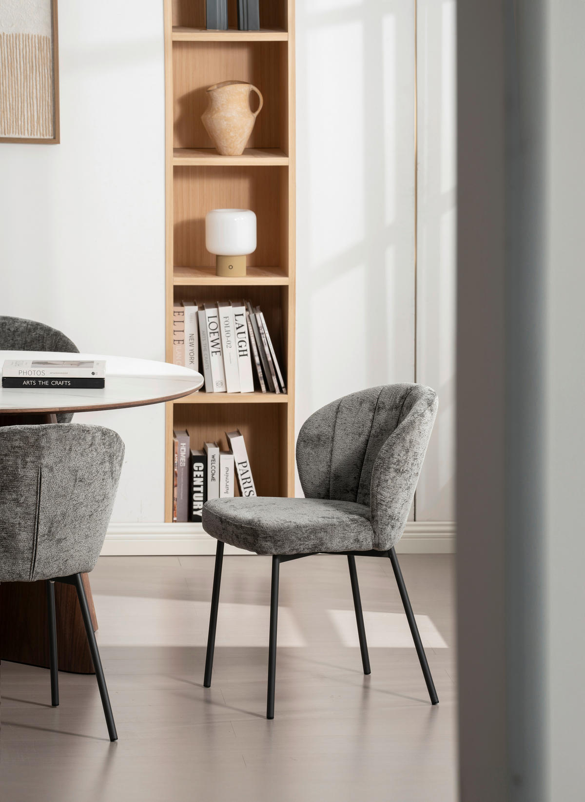 STOL, les, kovina, tekstil siva  - siva, Moderno, kovina/tekstil (55/79/59cm) - P & B