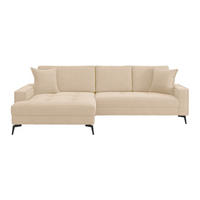 ECKSOFA ZERO Creme Cord Zierkissen, Rückenkissen  - Creme/Schwarz, Trend, Textil/Metall (173/286cm) - Livetastic