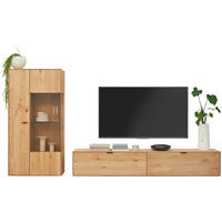 WOHNWAND  in Wildeiche 303,8/184,6/37,1 cm  - Wildeiche/Schwarz, Natur, Glas/Holz (303,8/184,6/37,1cm) - Valnatura