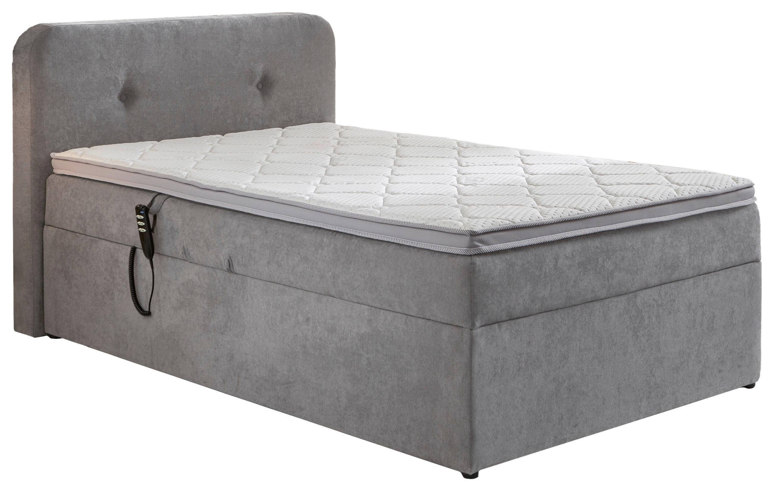 BOXSPRINGBETT 100/200 cm  in Hellgrau  - Hellgrau/Schwarz, KONVENTIONELL, Kunststoff/Textil (100/200cm) - Carryhome