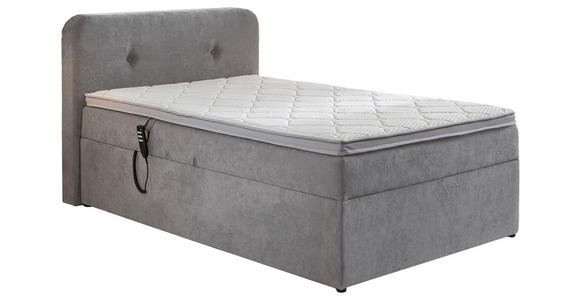 BOXSPRINGBETT 100/200 cm in Hellgrau - Hellgrau/Schwarz, KONVENTIONELL, Kunststoff/Textil (100/200cm) - Carryhome