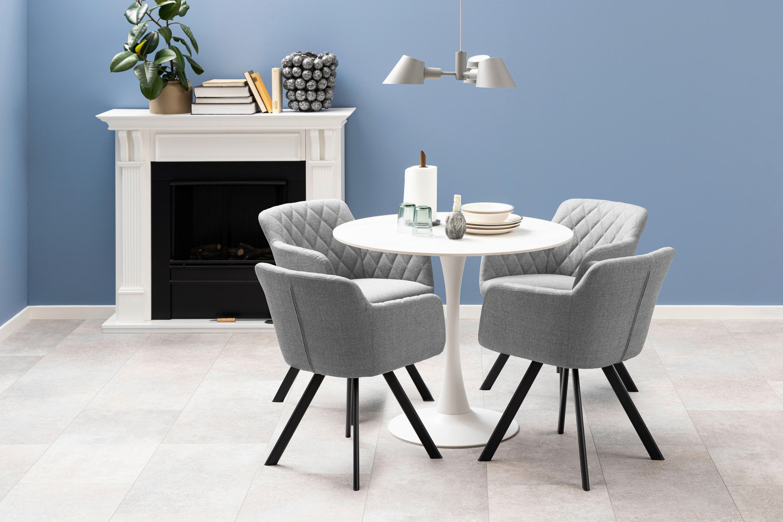 ESSTISCH in Keramik 90/90/75 cm  - Weiß, Trend, Keramik/Metall (90/90/75cm) - MID.YOU