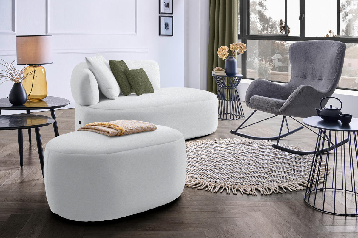 RÉCAMIERE in Chenille Grün, Hellgrau  - Hellgrau/Schwarz, MODERN, Kunststoff/Textil (166/86/105cm) - Hom`in