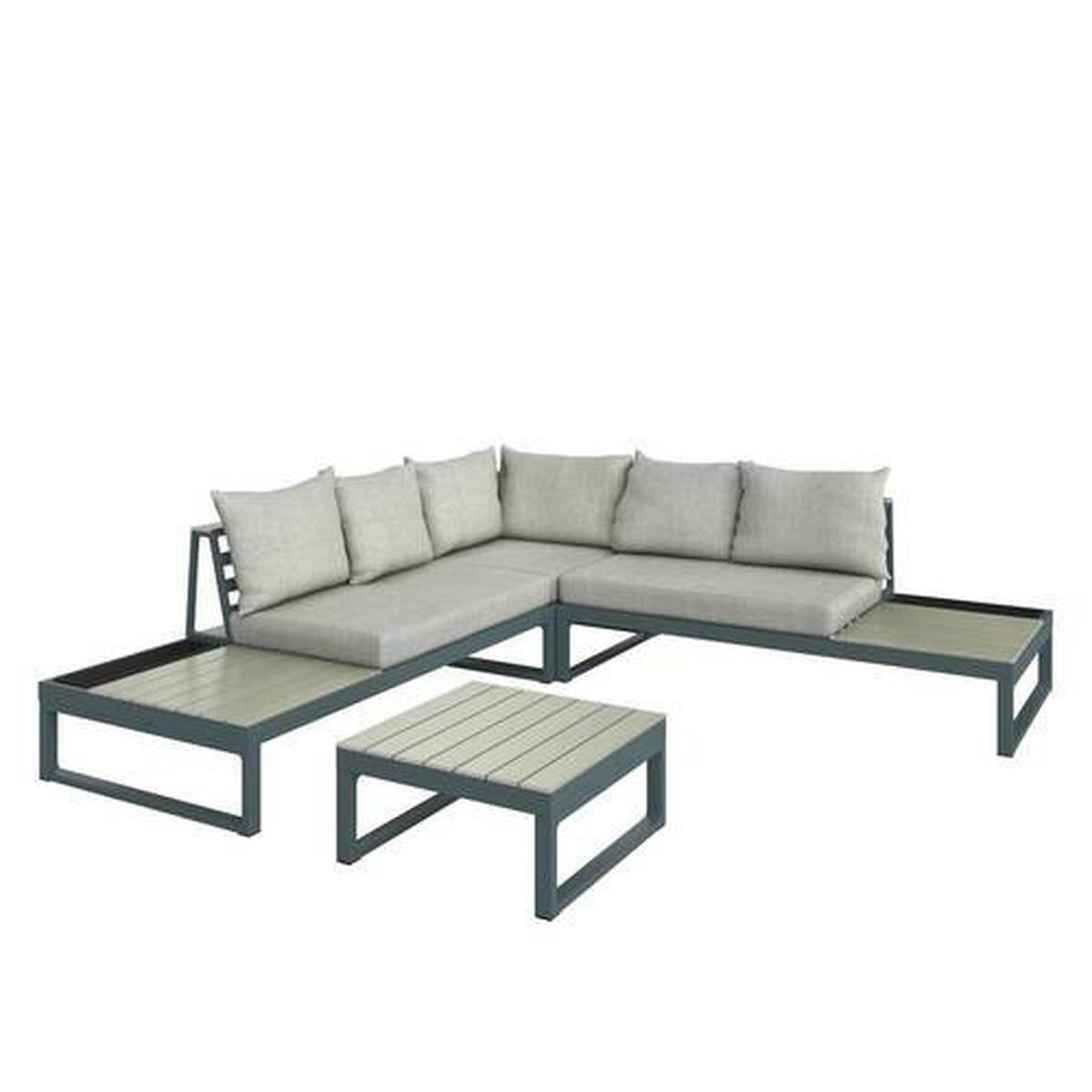 LOUNGEGARNITUR Aluminium  - Dunkelgrau/Beige, MODERN, Textil/Metall - Ambia Garden