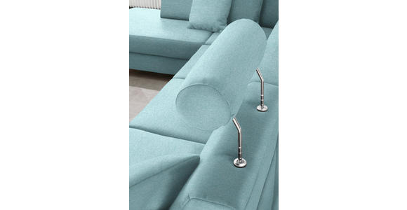 WOHNLANDSCHAFT  in Webstoff Türkis  - Türkis/Schwarz, Design, Holz/Textil (198/296/165cm) - Xora