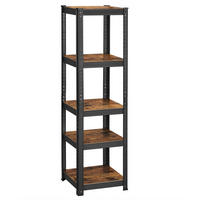 STOJACÍ REGÁL, hnedá, čierna, 37/150/37 cm - hnedá/čierna, Basics, kompozitné drevo (37/150/37cm) - Boxxx