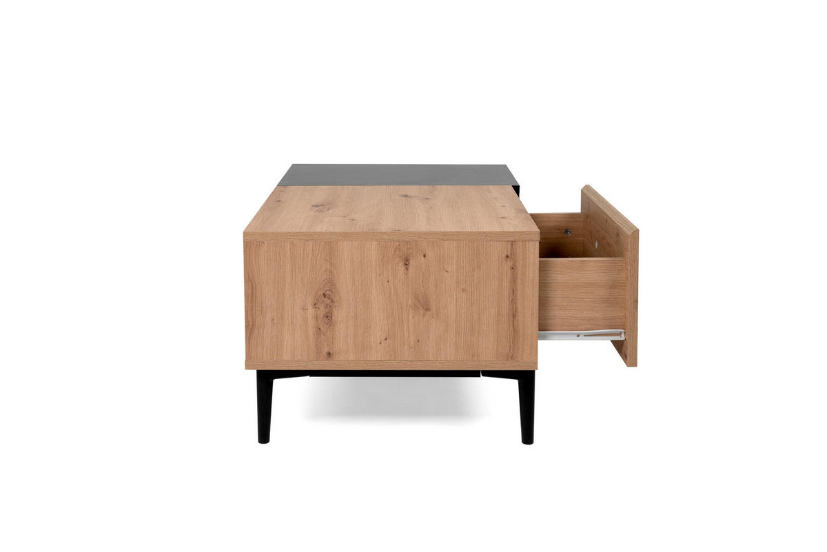 COUCHTISCH Holzwerkstoff 100/55/40 cm  - Eichefarben/Schwarz, Konventionell, Holzwerkstoff/Kunststoff (100/55/40cm) - MID.YOU