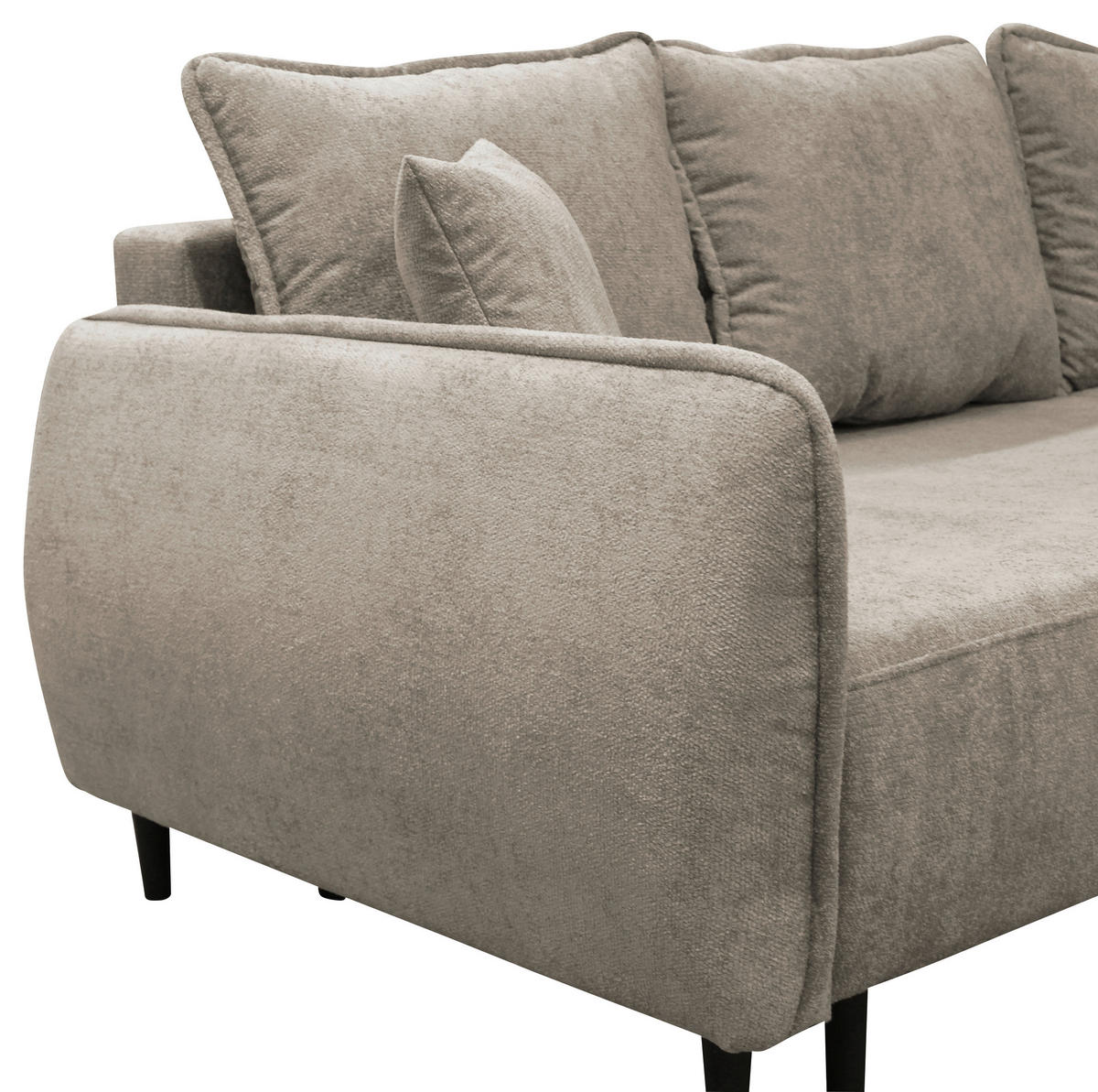 ECKSOFA MURANO Taupe Chenille Zierkissen, Rückenkissen, Bettkasten  - Taupe/Schwarz, Design, Holz/Textil (242/167cm) - MID.YOU