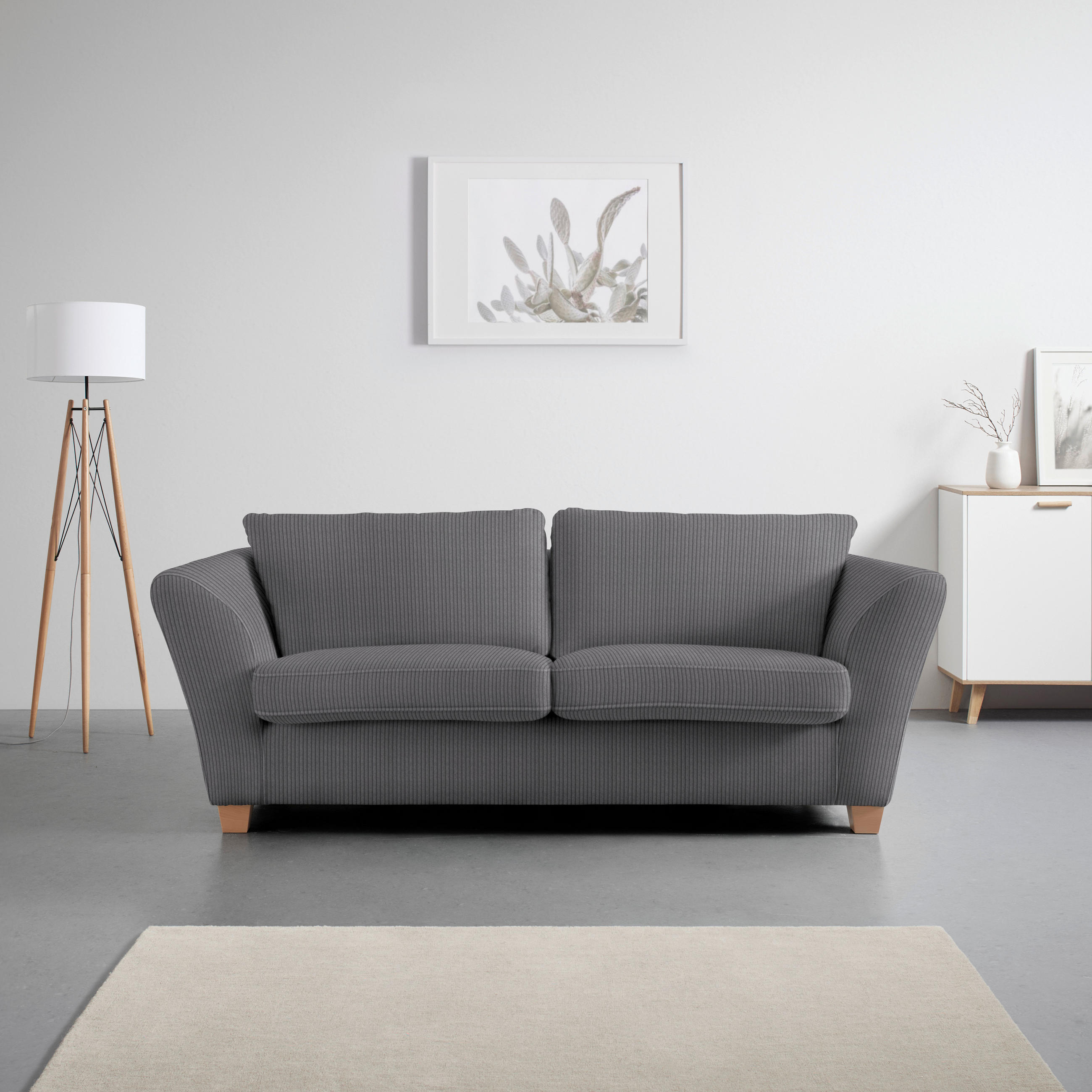 3-SITS SOFFA i manchester mörkgrå  - mörkgrå/naturfärgad, trä/textil (216/70-85/95cm) - MID.YOU