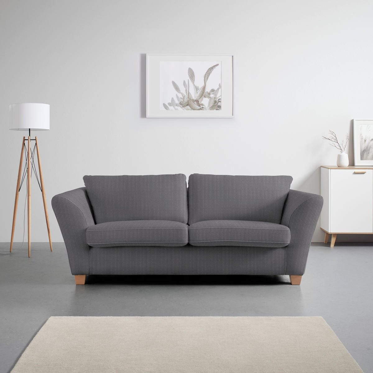 3-SITS SOFFA i manchester mörkgrå  - mörkgrå/naturfärgad, trä/textil (216/70-85/95cm) - MID.YOU