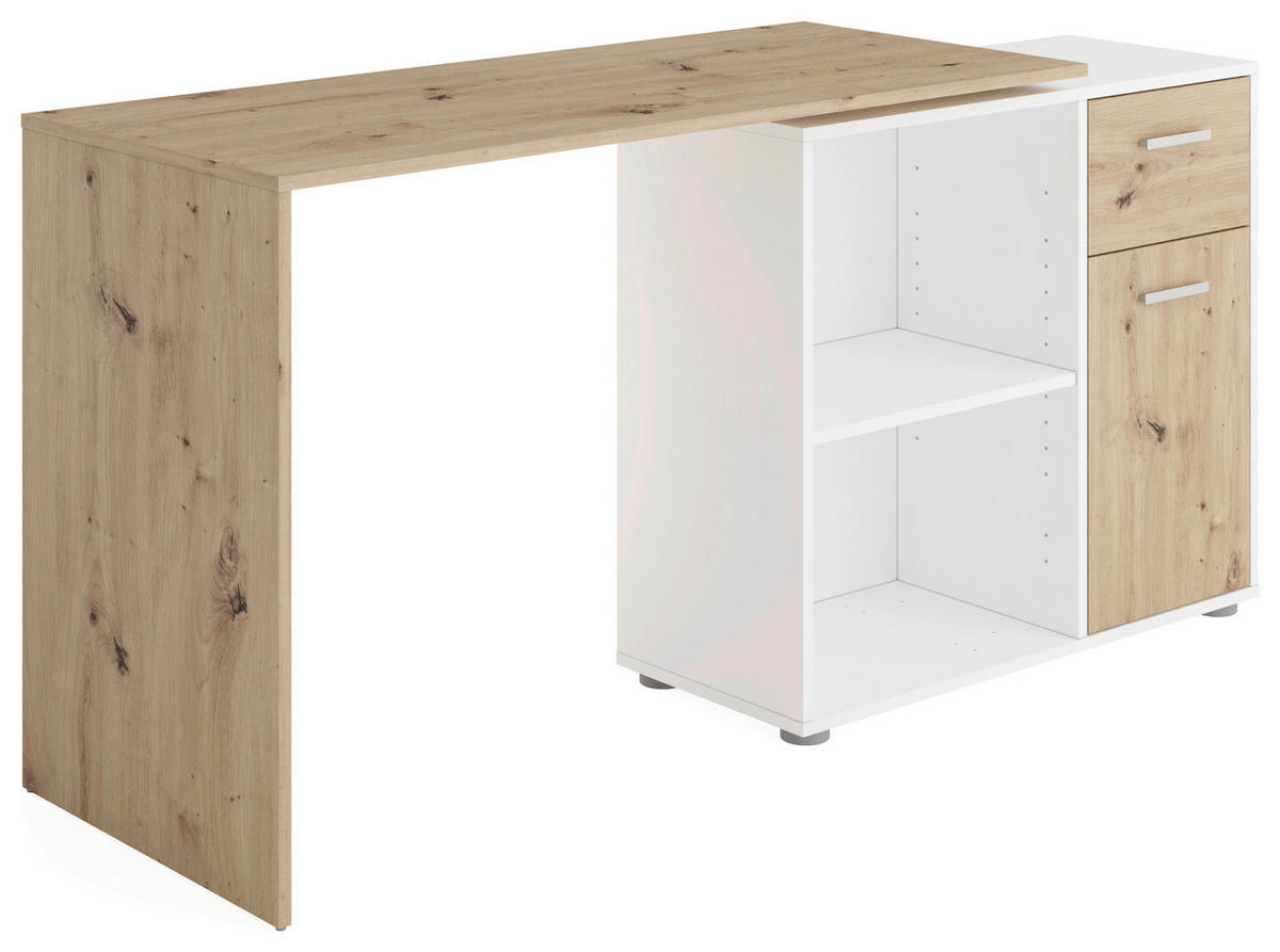 SCHREIBTISCHKOMBINATION Weiß, Eiche Artisan  - Eichefarben/Weiß, KONVENTIONELL, Holzwerkstoff (117/83/74cm) - MID.YOU