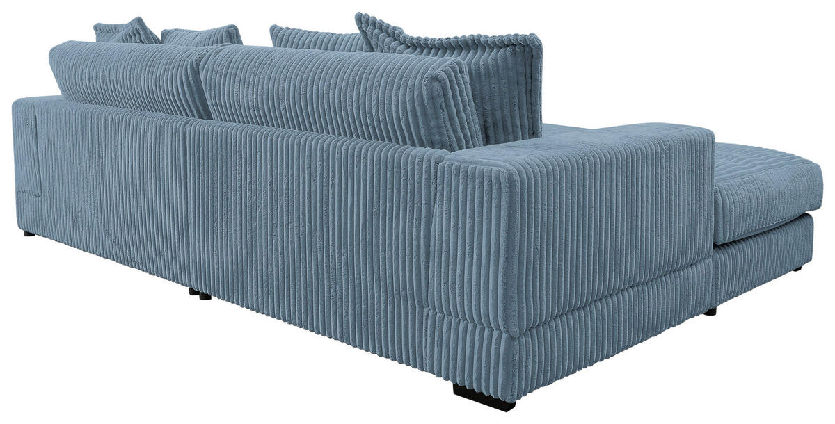 ECKSOFA FUNNY Hellblau Cord  - Schwarz/Hellblau, Basics, Kunststoff/Textil (195/285cm) - Livetastic
