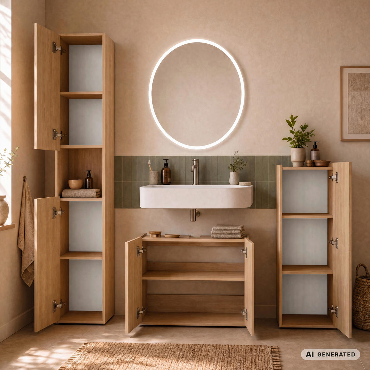 WASCHBECKENUNTERSCHRANK 80/62/35 cm  - Eichefarben/Schwarz, Trend, Holzwerkstoff/Kunststoff (80/62/35cm) - MID.YOU