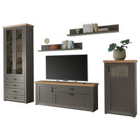 WOHNWAND  in Graphitfarben, Eichefarben  361/220/43 cm  - Eichefarben/Schwarz, LIFESTYLE, Holz/Holzwerkstoff (361/220/43cm) - Landscape