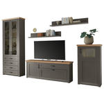 WOHNWAND  in Graphitfarben, Eichefarben  361/220/43 cm  - Eichefarben/Schwarz, LIFESTYLE, Holz/Holzwerkstoff (361/220/43cm) - Landscape