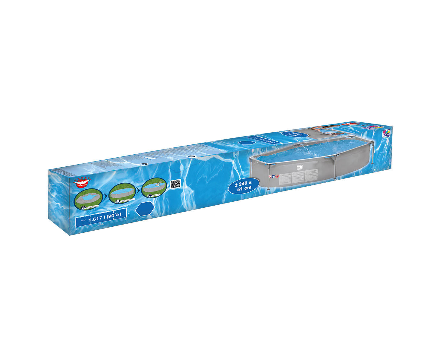 POOL 77518 240/51 cm  - Grau, Trend, Kunststoff/Metall (240/51cm)
