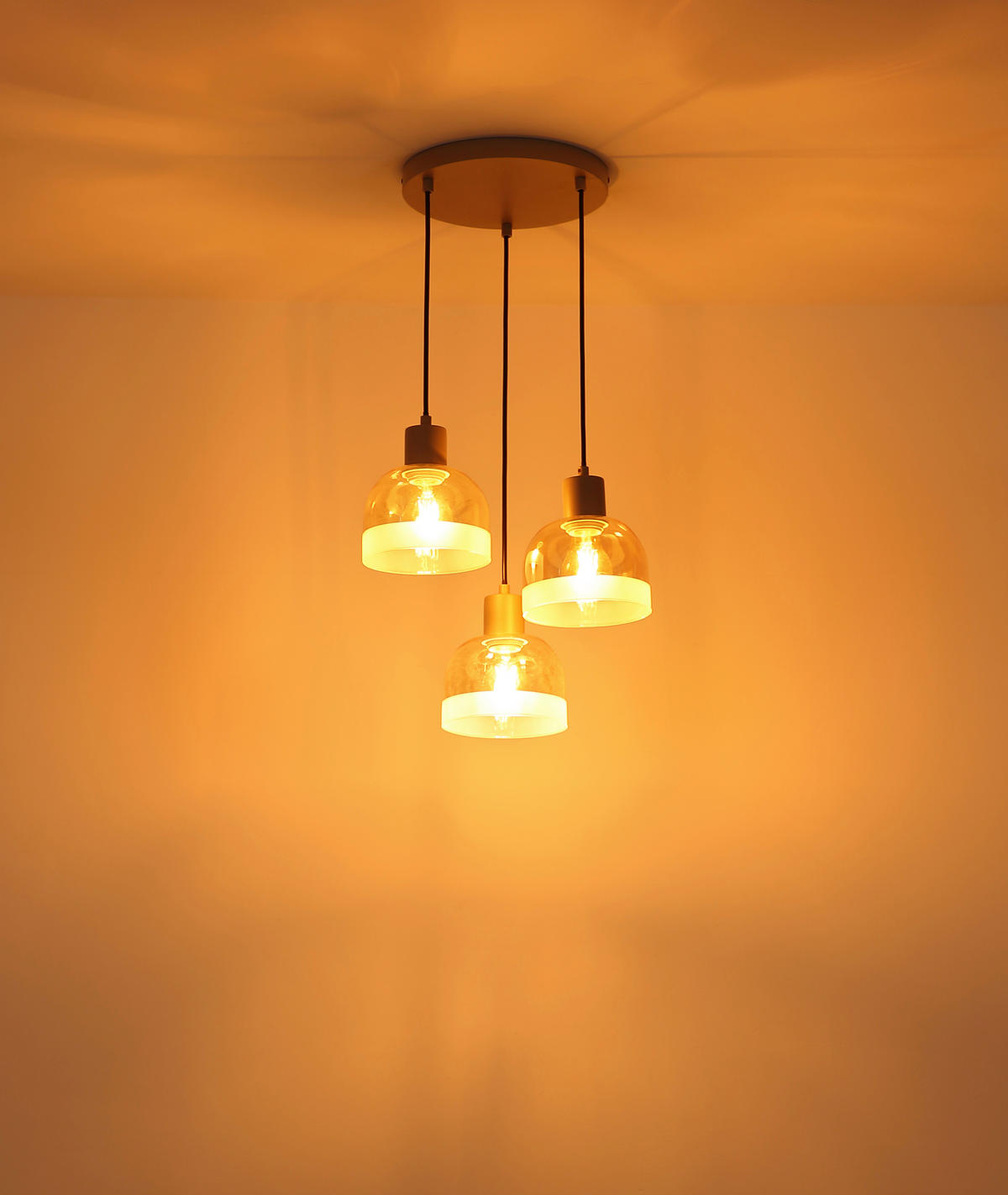 HÄNGELEUCHTE Kairo 33/150 cm  - Sandfarben/Orange, Design, Glas/Kunststoff (33/150cm) - Globo