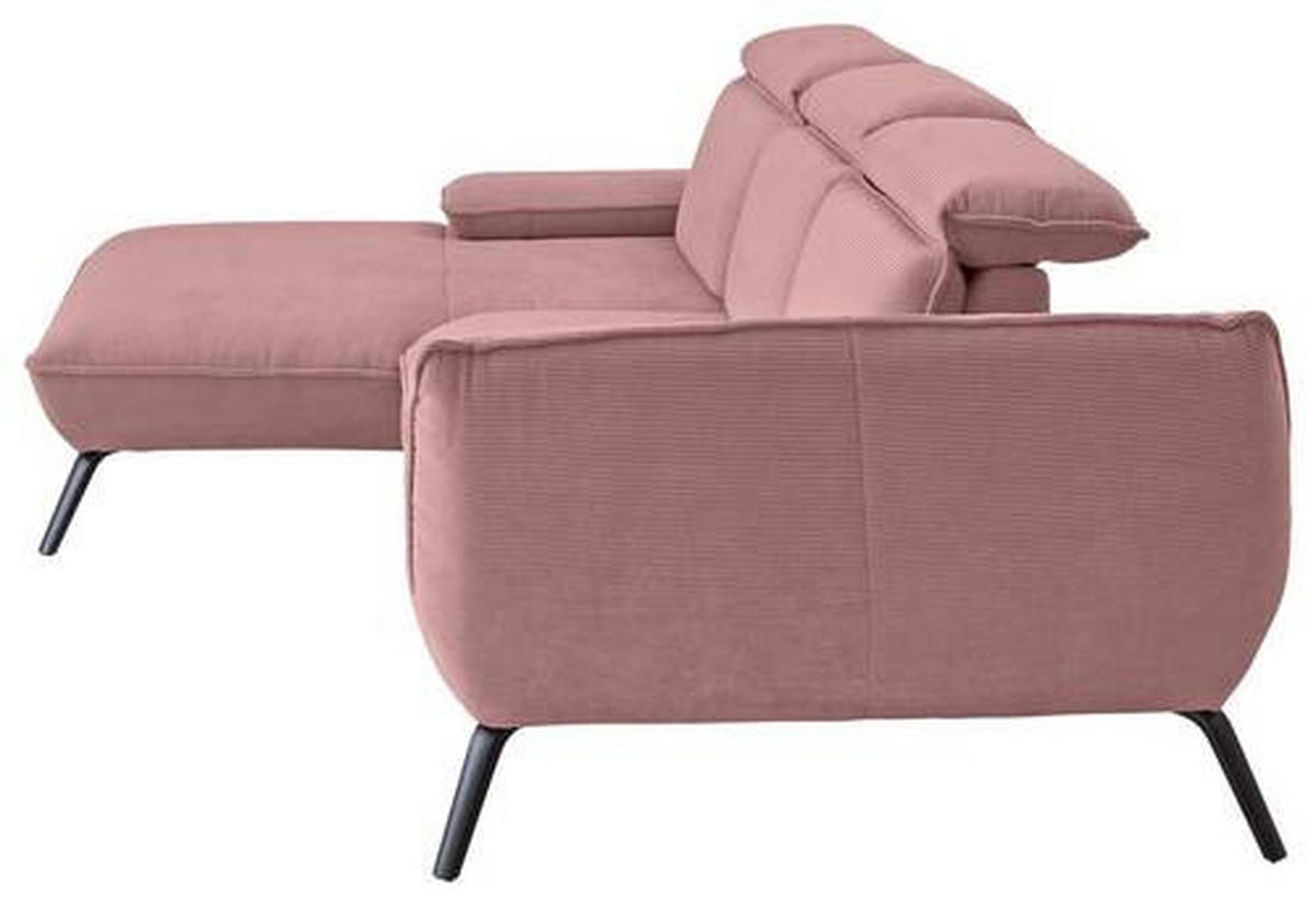 ECKSOFA in Cord Altrosa  - Schwarz/Altrosa, Design, Textil/Metall (202/301cm) - Moderano