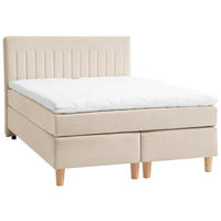 BOXSPRINGBETT 140/200 cm  in Beige  - Beige/Buchefarben, Basics, Holz/Textil (140/200cm) - Boxxx