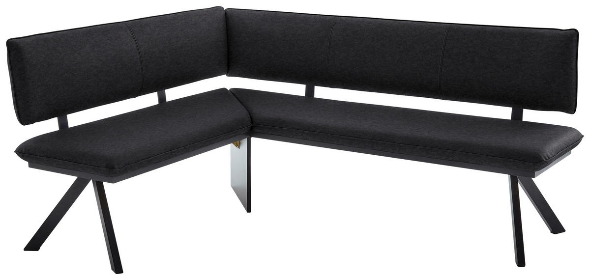 ECKBANK 165/205 cm  in Schwarz  - Schwarz, MODERN, Textil/Metall (165/205cm) - Cantus