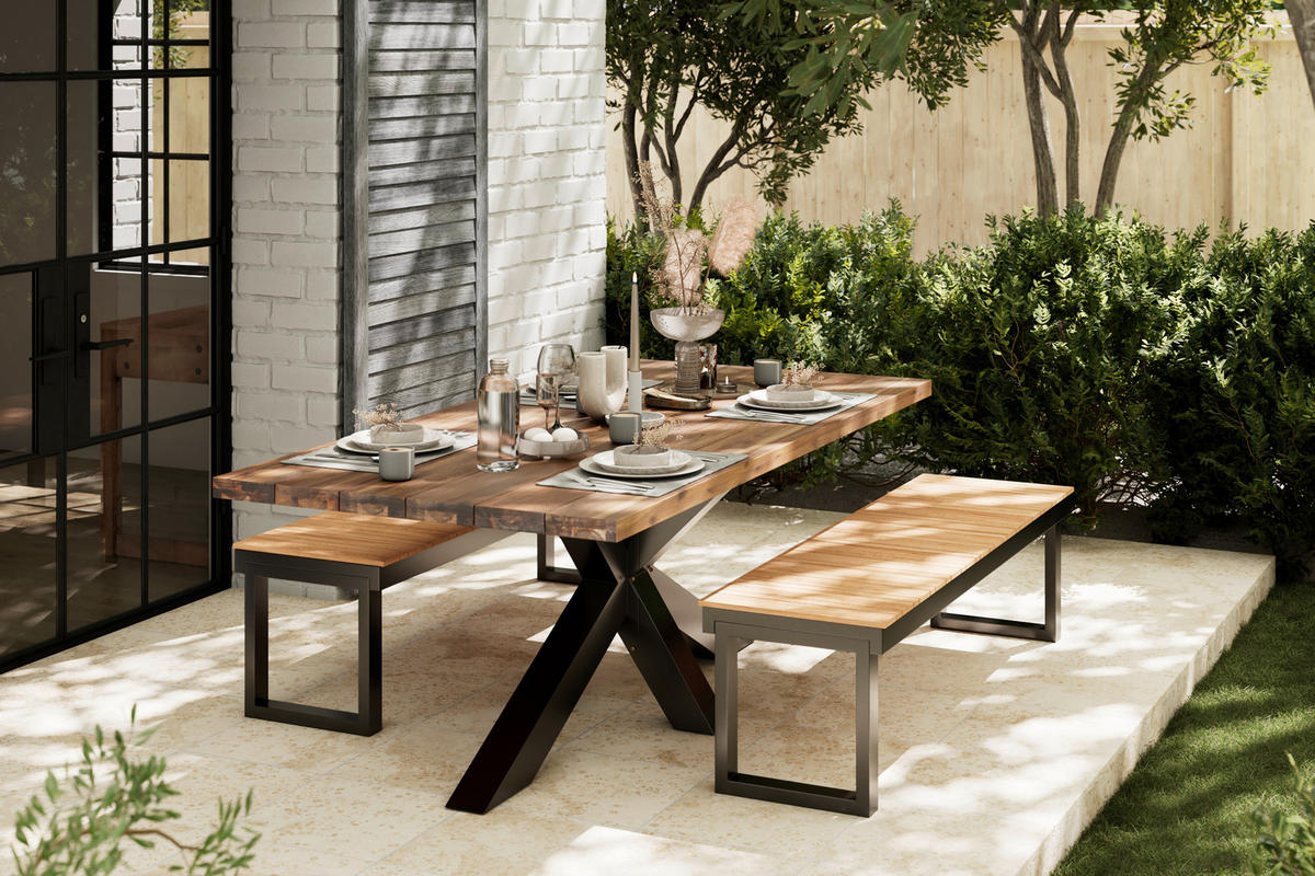 ZÁHRADNÝ STÔL, drevo, 200/100/76 cm - čierna/farba akácie, Modern, drevo (200/100/76cm) - Ambia Garden