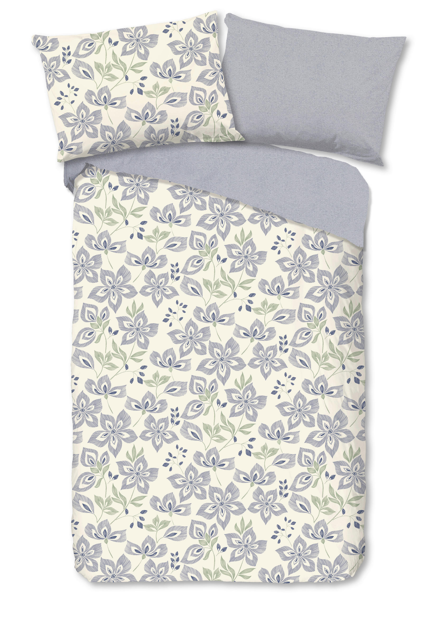 WENDEBETTWÄSCHE 2-teilig Good Morning Renforcé 140/200 cm  - Hellgrau/Weiß, Basics, Textil (140/200cm)