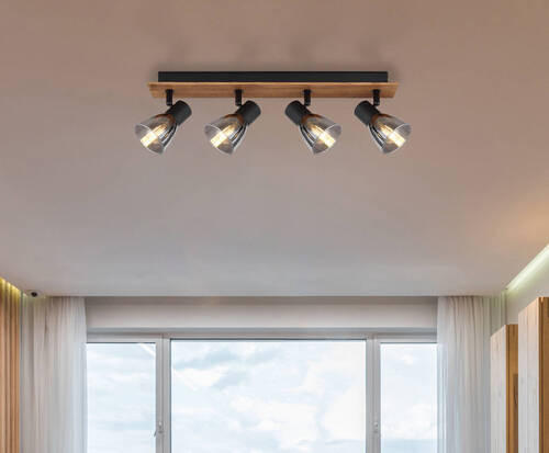 SPOTLIGHT 50/7/15,5 cm   - svart/mörkbrun, Natur, metall/trä (50/7/15,5cm) - Globo