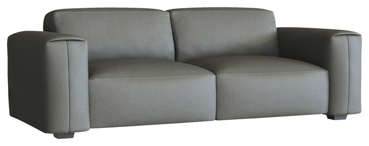 2,5-SITZER Dunkelgrau Echtleder  - Dunkelgrau/Schwarz, Design, Leder/Holz (219/73/102cm) - Livetastic