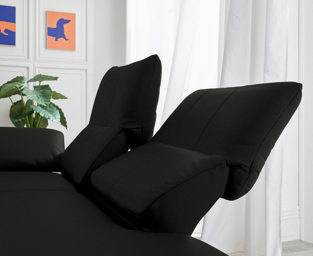 RÉCAMIERE in Echtleder Schwarz  - Chromfarben/Schwarz, Design, Leder/Metall (209/85-109/95-16cm) - Dieter Knoll